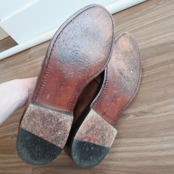 COLE HAAN BRAGANO Cognac Leather Tassel Slip On Loafers Preppy Made In Italy - - Picture 13 of 15